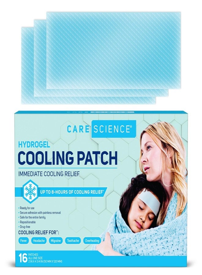 Care Science Hydrogel Cooling Patch 16ct | Cooling Patches for Headache and Fever Relief, Ready-to-use, Drug Free - Image 1